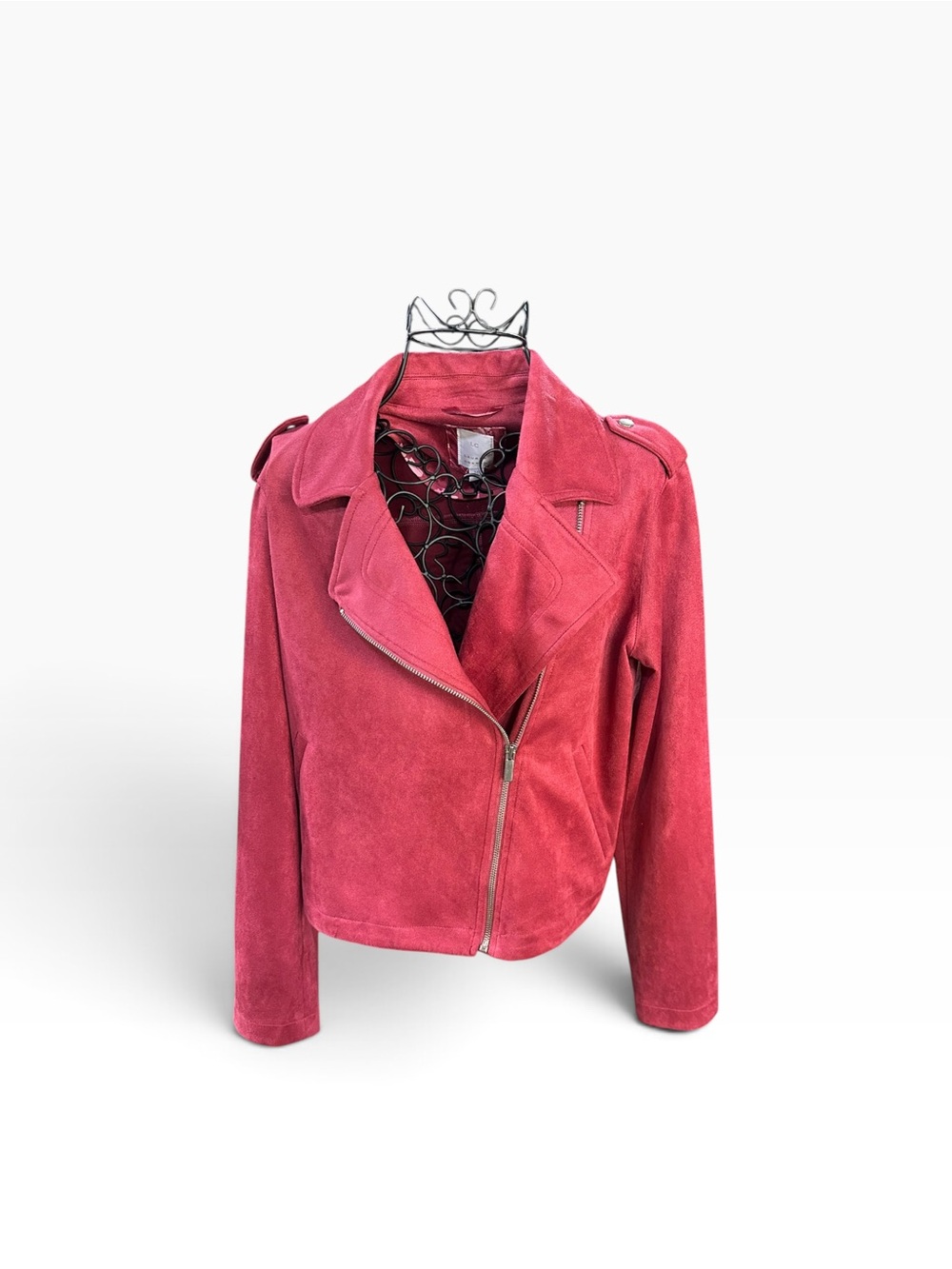 LC Lauren Conrad Faux Suede Moto Jacket Raspberry Pink Medium M